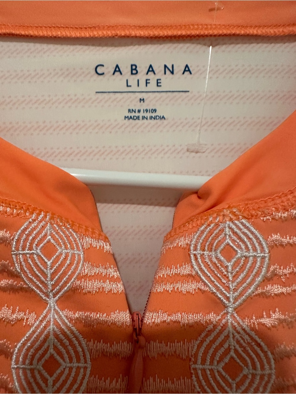 Cabana Life Pink Stripe Long-Sleeve Swim Tunic with Orange Lace Trim - Picture 6 of 8